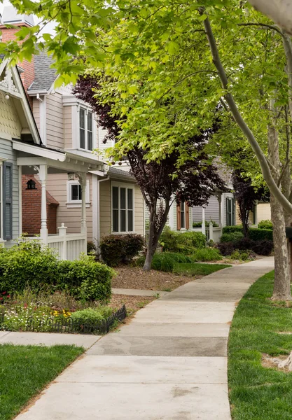 Rue bordée d'arbres en Californie quartier résidentiel — Photo