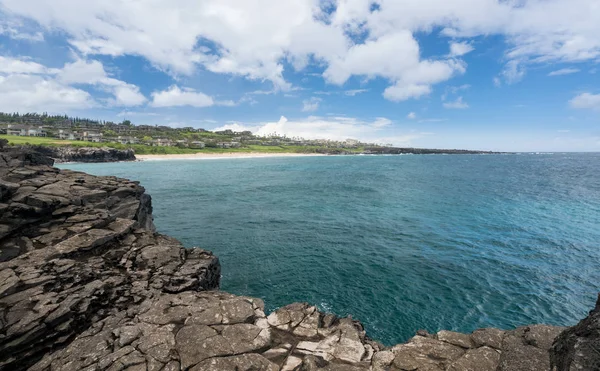 Vista da costa de Makaluapuna Point em Maui Havaí — Fotografia de Stock