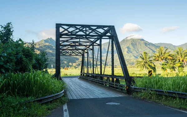 Старый металлический мост по дороге в Ханалей Кауаи — стоковое фото