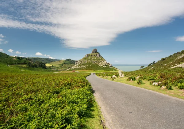 Унікальну структуру долини скелі біля напрямку Девон-Lynmouth. — стокове фото