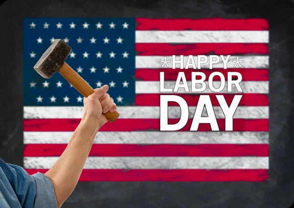 Felice Labor Day sfondo con martello — Foto Stock