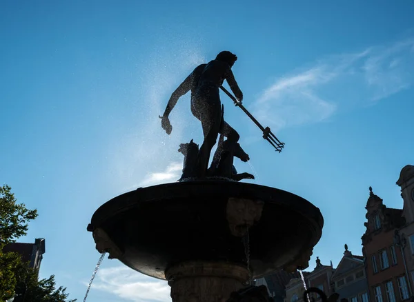 Neptunes Fountain in Market Square, Gdansk — Stock Photo, Image