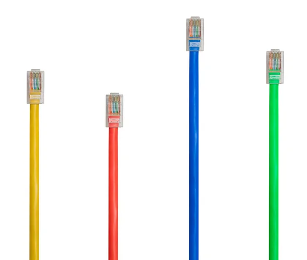 Disposición de cables cat5 aislados para ilustrar la neutralidad de la red — Foto de Stock
