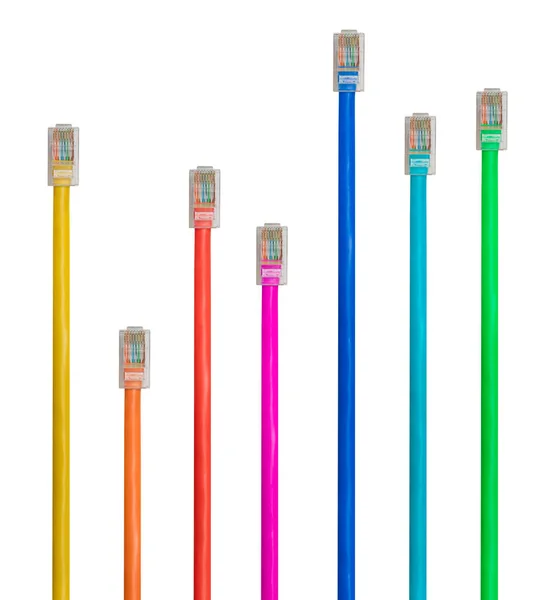 Disposición de cables cat5 aislados para ilustrar la neutralidad de la red — Foto de Stock