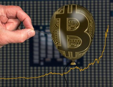 Bitcoin fiyat balon balon ve iğne kullanarak gösteren resim