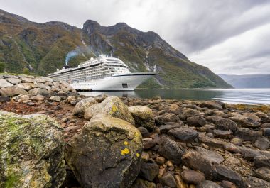 Viking Star cruise ship docked in Eidfjord Norway clipart