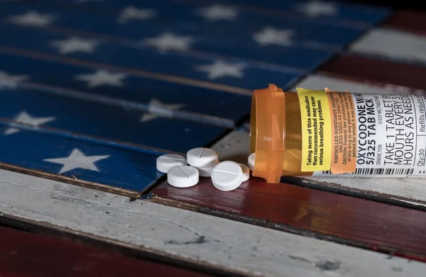 Makro med oxikodon opioid tabletter — Stockfoto