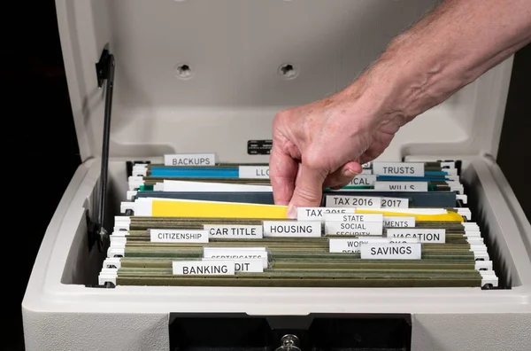 Home filing system for taxes organized in folders — Stock Photo, Image