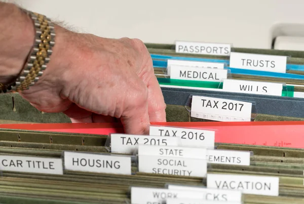 Home filing system for 2017 taxes organized in folders — Stock Photo, Image
