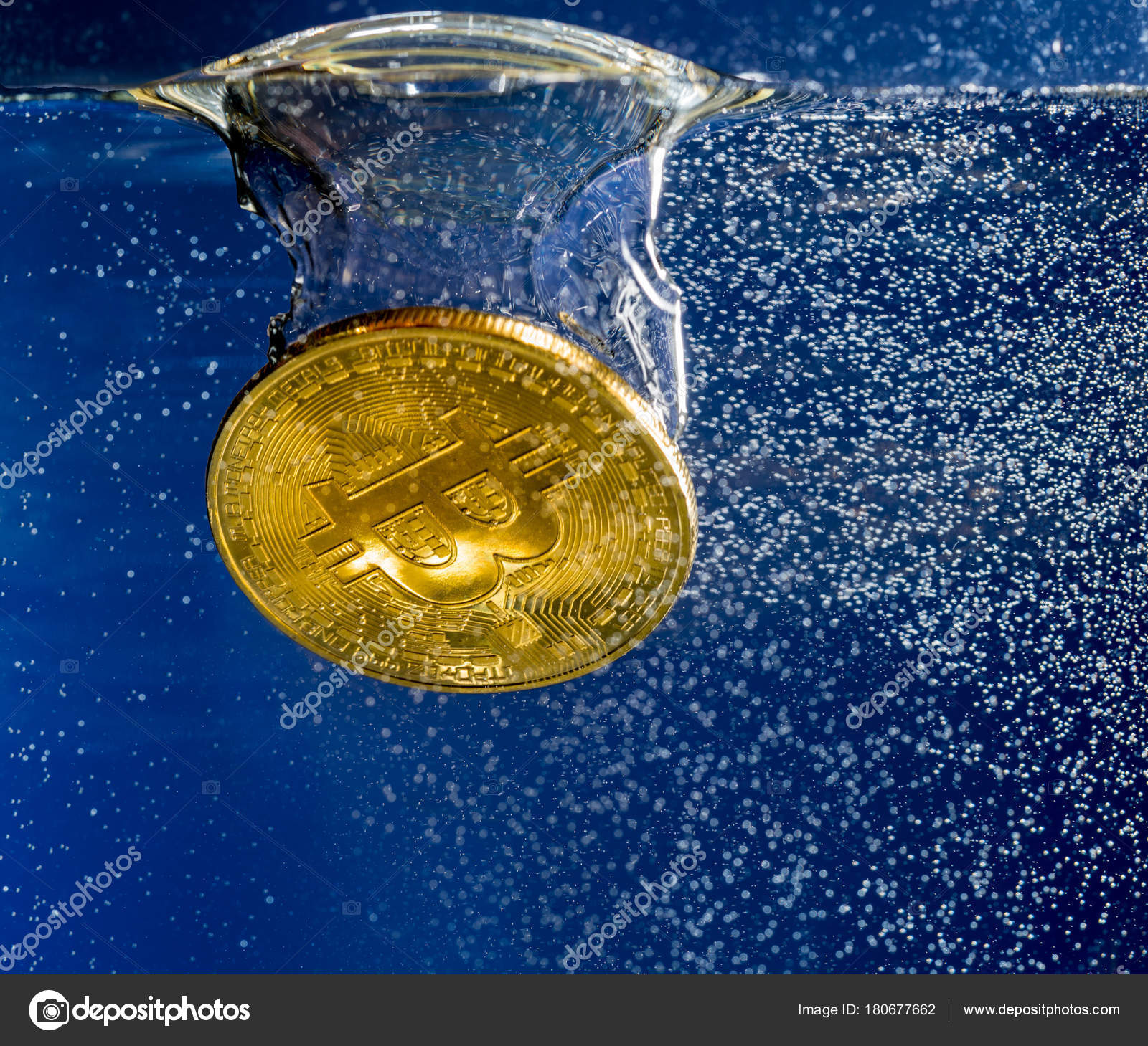 Bitcoin sinking through water as illustration of falling price — Stock  Editorial Photo © steveheap #180677662