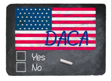 Kayrak tahtaya tebeşir kullanarak Daca kavramı