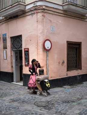 Cadiz, Güney İspanya sokak flamenko dansçısı