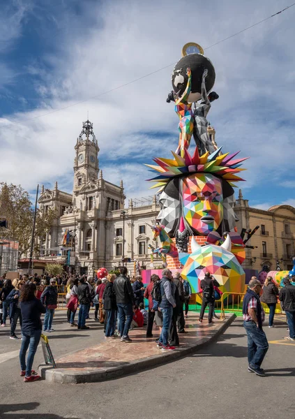 Valencia'da Fallas Festivali için oluşturulan karmaşık heykeller — Stok fotoğraf