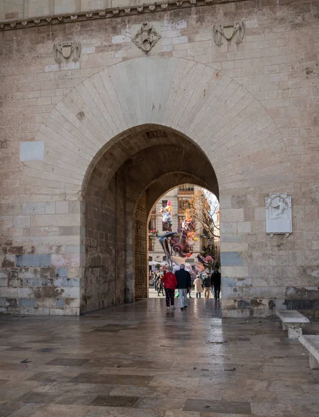 City Gate Towers v starověké město Valencia Španělsko — Stock fotografie