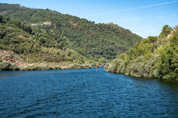 Narrow gorge of canyon on the Douro river near the Carrapatelo dam — Stock Photo, Image