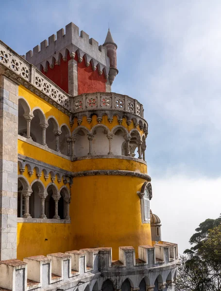 Pena Palace outside Sintra is a colorful royal building in Portugal — Stock Photo, Image