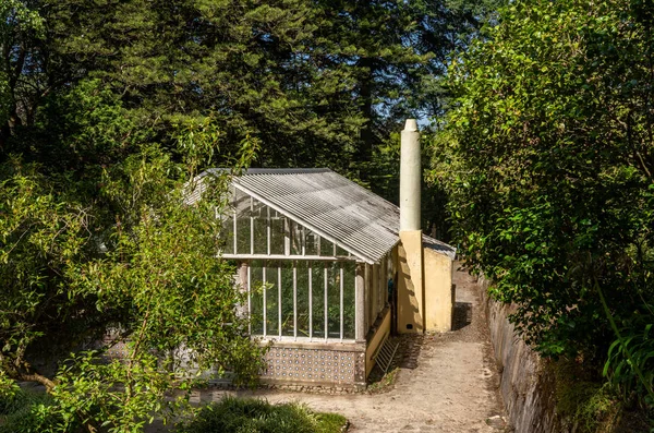 Skleník v zahradách paláce Pena mimo Sintra v Portugalsku — Stock fotografie