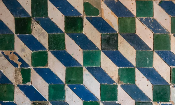 Patrón de azulejo baldosas en la pared con escalera ilusión — Foto de Stock