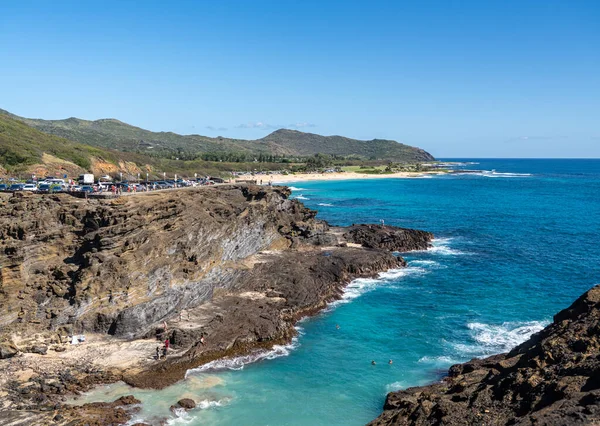 Halona Beach Cove made famous in From Here to Eternity film on Oahu — ストック写真