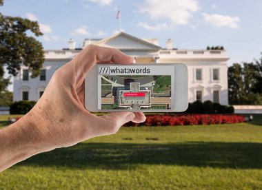 Washington 'daki Beyaz Saray' ın tam yeri için üç kelimelik kavram uygulaması