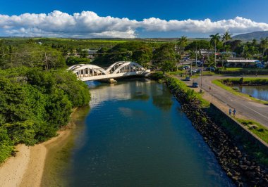 Twin arched bridge over the river Anahulu in Haleiwa on Oahu clipart