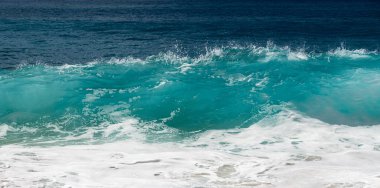 Winter waves frozen in fast shutter speed photo on west coast of Oahu