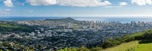 Panorama Waikiki i Honolulu z Tantalus z widokiem na Oahu — Zdjęcie stockowe