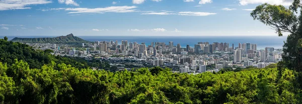 Panorama Waikiki i Honolulu z Tantalus z widokiem na Oahu — Zdjęcie stockowe