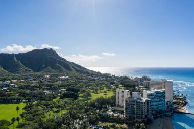 Aerial view of Waikiki looking towards Diamond Head on Oahu