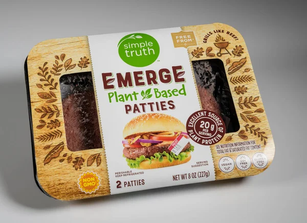 Simple Life Emerge plant based burger in package of two patties — Stock Photo, Image