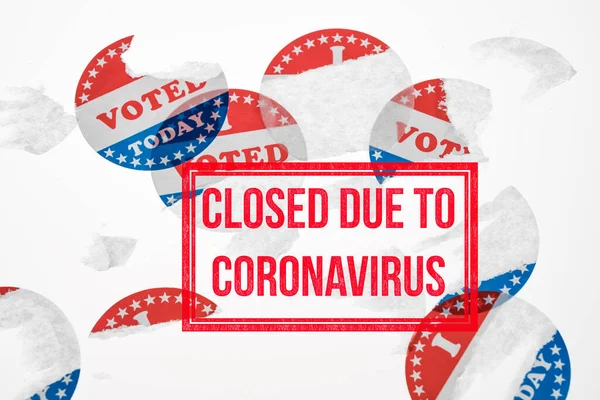 Σχισμένο και παραμορφωμένο ψήφισα Σήμερα χάρτινα αυτοκόλλητα με κλειστά λόγω του Coronavirus — Φωτογραφία Αρχείου