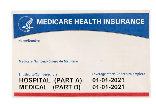 Tarjeta médica en blanco de los E.E.U.U. del seguro médico aislada contra fondo blanco —  Fotos de Stock