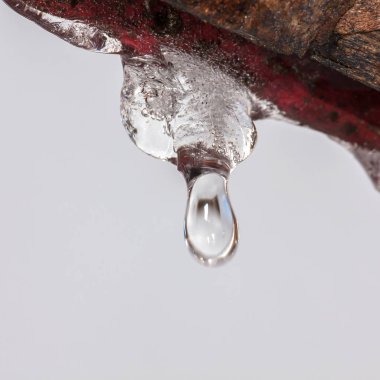 İlkbaharda damlayan buz sarkıtları