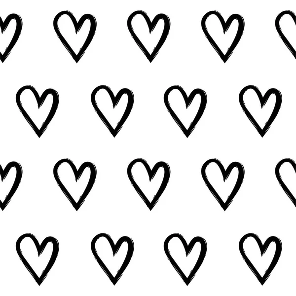 Patrón sin costura abstracto con la mano dibujar corazones — Vector de stock