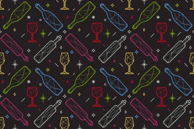 Seamless pattern of polygonal triangle wine glasses and bottles vector Seamless pattern of polygonal triangle wine glasses and bottles vector