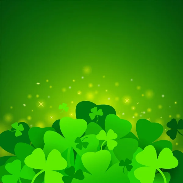 Green St. Patrick`s day background with clover — Stock Vector