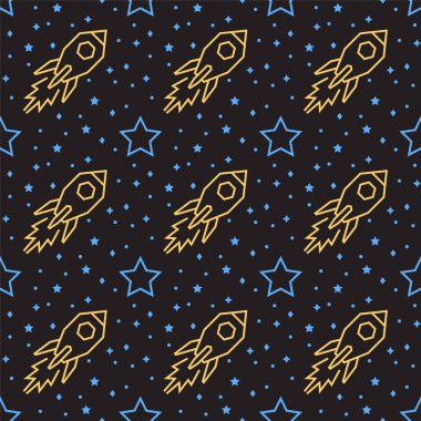 Roket ve yıldız seamless modeli. Geometrik tarzı