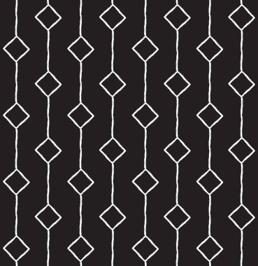 el çizmek seamless modeli, dikey siyah çizgiler ve rhombus