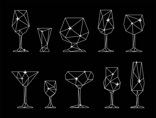 Conjunto de ícone de triângulo de copos alcoólicos — Vetor de Stock
