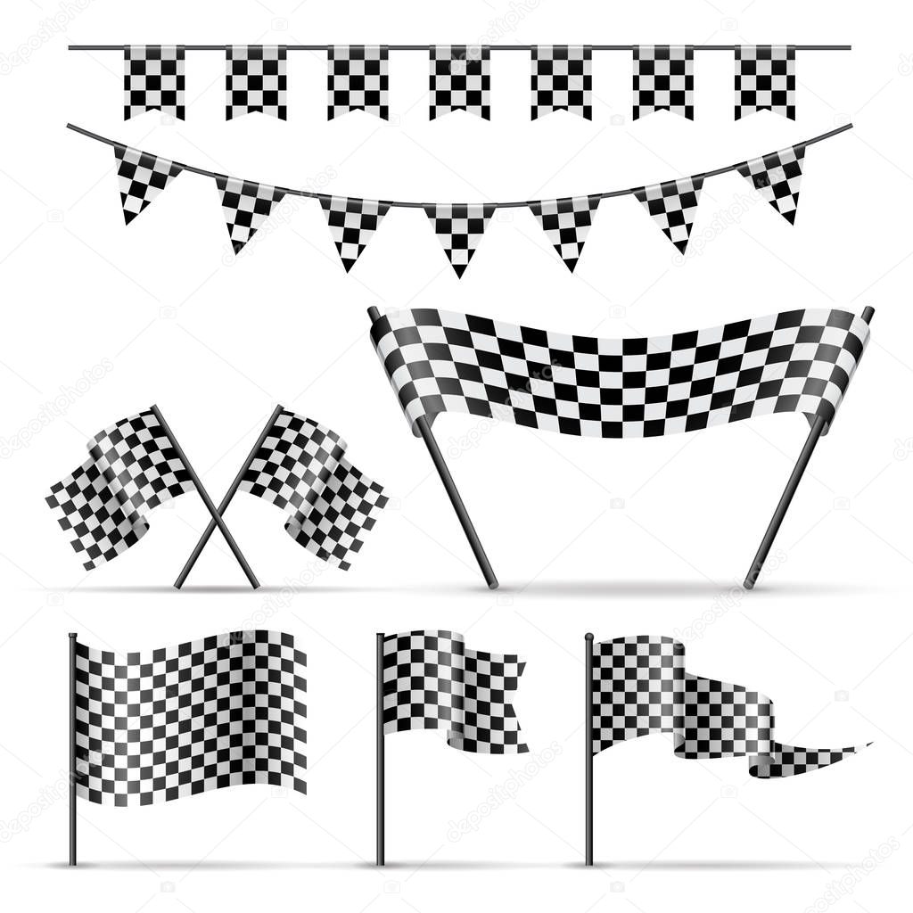 set of sport checkered flags