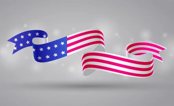 Bandiera con nastro bandiera americana. Simbolo bandiera USA. 4 luglio — Vettoriale Stock
