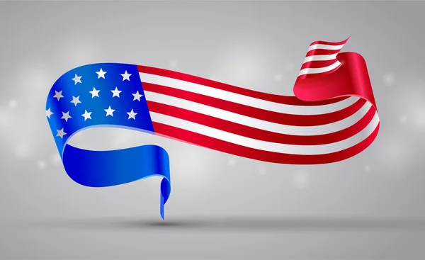 Banner met Amerikaanse vlag lint. USA vlag symbool. 4 juli — Stockvector