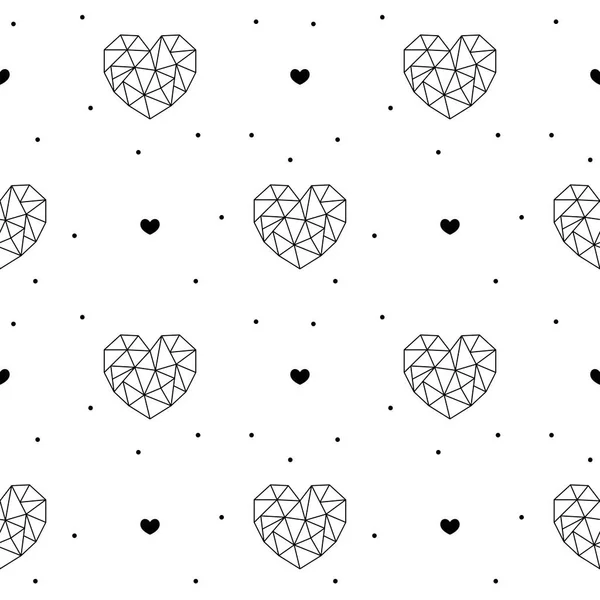 Umreißen Herzen nahtlose Muster für den Valentinstag. Dreiecksstil — Stockvektor