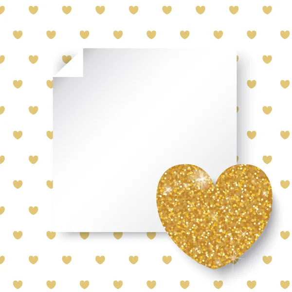 Goldene Glitzerherzen. Valentinstag und Hochzeitstag — Stockvektor