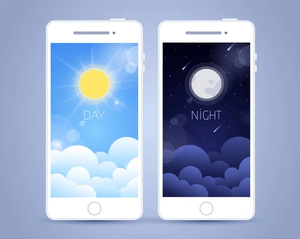 Dag och natt himlen mobil skärm — Stock vektor