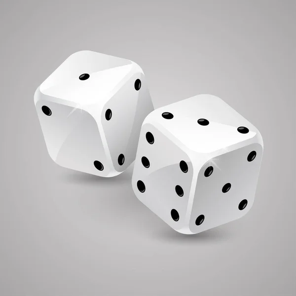 Zwei weiße Spielwürfel. Casino-Glücksspiel — Stockvektor