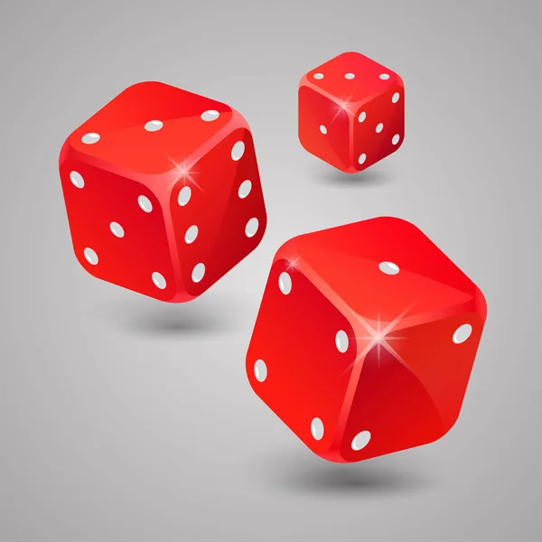 Drei rote Spielwürfel. Casino-Glücksspiel — Stockvektor