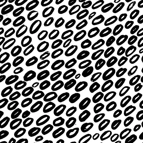 Nahtloses Muster mit schwarzen Handzeichnen-Ellipsen — Stockvektor