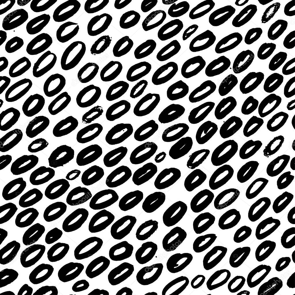 Seamless pattern with black hand draw ellipses