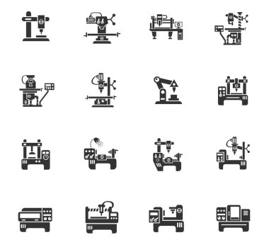 industrial equipment icon set clipart